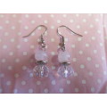 Cristia Earrings,  Nickel With White And Clear Crystal Beads, 40mm, 1 Pair