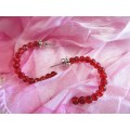 Cristia Earrings,  Hoop Earrings, Red Crystal Beads, 30mm, 1 Pair