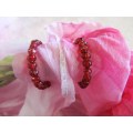 Cristia Earrings,  Hoop Earrings, Red Crystal Beads, 30mm, 1 Pair