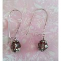 Cristia Earrings,  Brown Facetted Crystal Beads With Nickel Findings, 52mm, 1 Pair