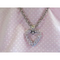 Cristia Necklace,  Clear Crystal Heart Pendant On Nickel Chain And Signoretti Clasp, 46cm, 1pc