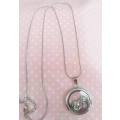 Pliana Necklace, Round Locket With Charms On Snake Chain, Nickel, 60cm + 5cm Ext Chain, 1pc