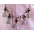 Evelia Necklace, Soft Green Teardrop With Bronze Findings And Bronze Chain, 41cm With 8cm Ext, 1pc