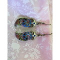 Mistique Earrings, Abstract Design, Assorted Colours And Rhinestones, Bronze, 55mm, 2pc