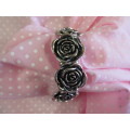Mistique Bracelet, Rose Design, Black And Silver On Elastic, Nickel, Diameter 55mm, 1pc