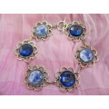 Mistique Bracelet, Blue Cobachon, Nickel, Toggle Clasp, 21cm, 1pc