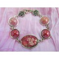 Mistique Bracelet, Shades Of Pink Cobachon And Nickel Findings, Toggle Clasp, 19cm, 1pc