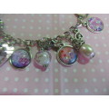 Mistique Bracelet, Charm Bracelet, Nickel With Pink, Toggle Clasp, 20cm