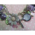 Mistique Bracelet, Charm Bracelet, Nickel With Purple, Toggle Clasp, 20cm