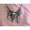 Mistique Necklace,  Bead Cluster With Assorted Turquoise And White Beads, Copper, 41cm With 5cm Ext