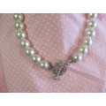 Perrine Necklace, White Faux Pearls, Toggle Clasp, Nickel, 46cm, 1pc