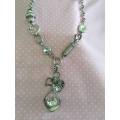 Riza Necklace, Nickel Chain With Clear Rhinestone Pendant, Lobster Clasp, 42cm With 5cm Ext, 1pc