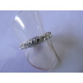 Riza Ring, Silver Ring, Clear Rhinestones, Stamped 925, Ring Size 18.25mm (8 - Q), Top Size 3mm