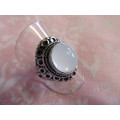 Simone Ring, Nickel With Cats Eye, Ring Size - 19mm (9 - R½), Top Size - 23mm