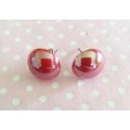 Mistique Earrings, Pinkish Red Studs With Nickel Butterfly Backs, 15mm Diameter, 2pc