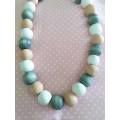 Burtell Necklace, Grey, Pink And White Wooden Beads On Elastic, 52cm, 1pc