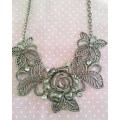 Burtell Necklace, Rose Necklace With Clear Rhinestones, Nickel, 48cm With 5cm Ext, 1pc
