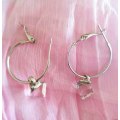 Pliana Earrings, Hoop With Clear Attachment, Nickel, ±35mm, 1 Pair