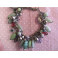 Pliana Bracelet, Charm Bracelet With Green And Purple Beads, Nickel, 17cm With 3cm Ext, 1pc