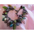 Pliana Bracelet, Mixed Colour Beads, Black Nickel, 17cm With 4cm Ext, 1pc