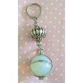 Simone Keyring, Keyring With Moonstone Bead In Nickel Cage, Nickel, 90mm, 1pc