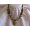 Simone Necklace, Brown Semi-Precious Beads With Nickel, Toggle Clasp, 46cm