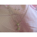 Riza Necklace, Clear Rhinestones With Beige Faux Pearls With Clear Rhinestone Earrings, Nickel, 47cm