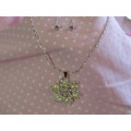 Riza Necklace, Clear Rhinestones With Beige Faux Pearls With Clear Rhinestone Earrings, Nickel, 45cm