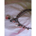 Riza Necklace, Shades Of Pink Rhinestones, Copper, 43cm With 3.5cm Extender, 1pc