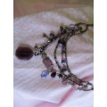 Riza Necklace, Shades Of Purple Rhinestones, Copper, 35cm With 10cm Extender, 1pc
