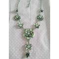 Riza Necklace, Nickel Flower With Clear Rhinestones, Lobster Clasp, 42cm With 6cm Ext