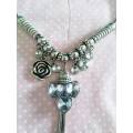 Riza Necklace, Pendant With Clear Rhinestones And Nickel Findings, Lobster Clasp, 45cm With 6cm Ext