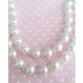 Perrine Necklace, White Shell Pearls With Clear Crystal Beads, Nickel Findings And Chain,Toggl, 44cm