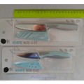2pc Mixed Kitchen Utility Knifes, Foam Green And Grey Handle, See Photo`s For More Info