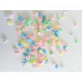Embellishments, Plastic, Hearts, Yellow, Green, Turquoise, Pink, Lilac, Mixed Colours, 4mm, ±50pc