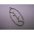 Pendant, Oval, Metal, Nickel Colour, 42mm x 20mm, 1pc