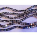 Glass Crystal Beads, Chinese Crystal Cube, Clear With Blue Metallic Cheek, 6mm, ±30pc