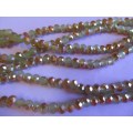 Glass Crystal Beads, Chinese Crystal Rondelle, Green With Bronze Cheek, 5mm x 6mm, ±30pc