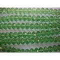 Glass Crystal Beads, Chinese Crystal Rondelle, Green, 8mm x 12mm, ±25pc