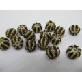 Other beads, Seedbead Covered Beads, Made In India, Beige and Brown, ±12mm, 2pc
