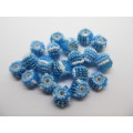 Other beads, Seedbead Covered Beads, Made In India, Turquoise and White, ±12mm, 2pc