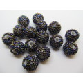 Other beads, Seedbead Covered Beads, Made In India, Midnight Metallic, ±17mm, 2pc