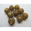 Other beads, Seedbead Covered Beads, Made In India, Beige and Brown, ±17mm, 2pc