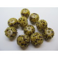 Other beads, Seedbead Covered Beads, Made In India, Brown and Gold, ±17mm, 2pc