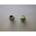 Rondals, Nickel With Green Enamel, 10mm x 9mm, 2pc