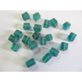 Glass Beads, Indian Beads, Cubes, Green, 8mm, Shapes And Sizes May Vary, ±40pc