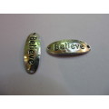 Bracelet Slider, BELIEVE - Stamped On Slider, Nickel, 30mm x 11mm, 1pc