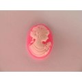 Cobachon, Oval, Bright Pink With White, 24mm x 16mm, 1pc