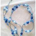 Mistique Necklace,  Selection Of Blue Beads On Gut, 140cm