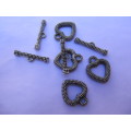 Clasp Nickel, Toggle Clasp, Heart Shape, Metal, 21mm, 4 Sets